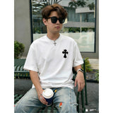 Ch hip-hop t-shirts - double layer appliqué embroidery, short sleeve, relaxed fit, 100% cotton, american heavyweight style