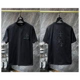 Ch hip-hop t shirts new american ch crow big horseshoe sanskrit short-sleeved heavy industry handmade patch embroider craftsmanship casualcasual