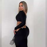 Women Dresses Bandage One-Piece Dress Sexy Long Sleeve Party Dress (Ont0408)