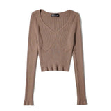Women Sweater Knitwear Autumn Leisure V-neck Slim Fit Sweater Sweater