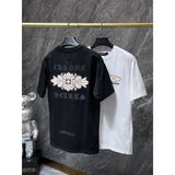 Ch hip-hop t shirts ch classic sanskrit lettering film loose casual pure cotton american heavy weight short sleeves