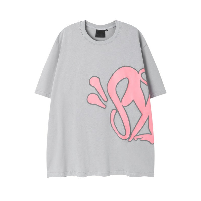 Hip-hop t-shirts: american high street style, short-sleeve, lettered, foam detail, relaxed fit, crew neck tee - new arrivals