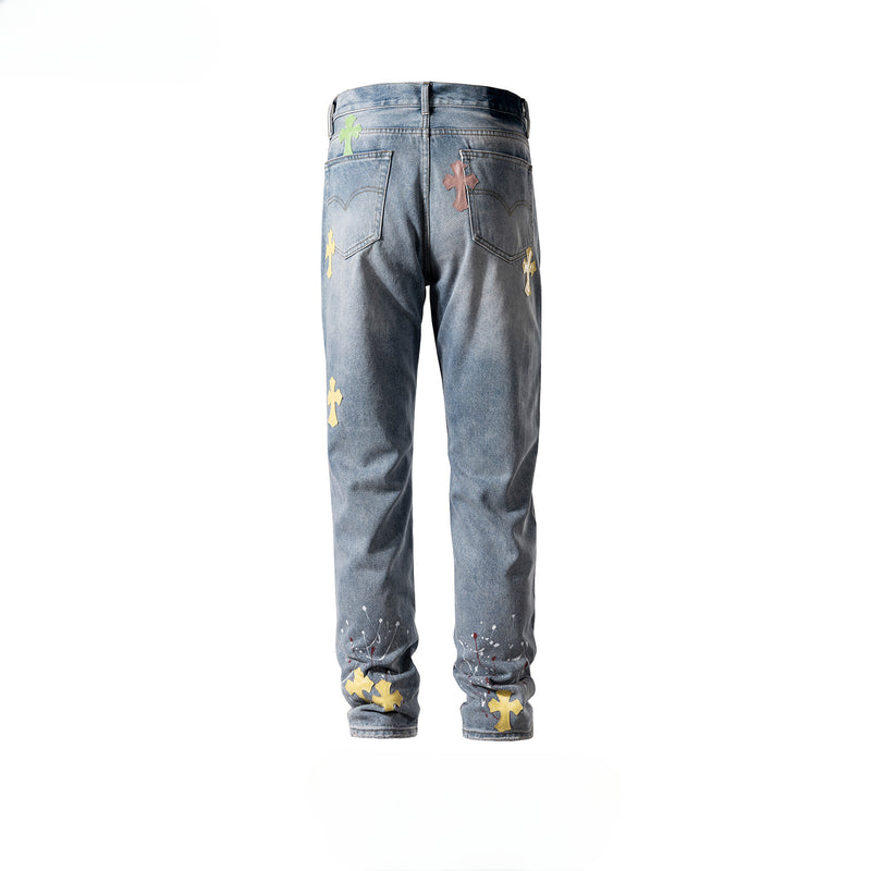 MIJKO Men's Vintage Pants MIJKO Men's Women's Trousers Straight Slim Jeans
