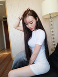 Women Dresses Summer Sexy T-shirt Short Sleeve Dress Hip Skirt