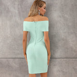 Women Dresses Bandage One-Piece Dress Stretch Sexy off-the-Shoulder Party Dress (Ont0408)