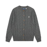 Macaron color rl ralph pony casualsweetcardigan women's fall and winter dopamine round neck cardiganknitting wool sweater