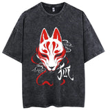 2024Anime Print Japanese Manga Washed T-Shirt Worn Cotton