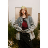 Unisex Jacket Retro Washed Ripped Denim Jacket Locomotive Overalls