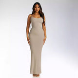 Women Dresses Sling Backless Lace up Long Slim Fit Dress (Bla0420)