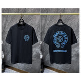 Ch hip-hop t shirts high version ch short-sleeved horseshoe sanskrit cross loosecasual high streeteasiest for match
