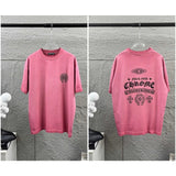 Ch hip-hop t shirts high version ch heavy industry printing horseshoe cross sanskrit letter short-sleeved t-shirt men's t