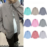 Rl ralph little spurs embroiderlong sleeves polo shirt fall and wintercasualcoupleloosetops shirt plaid