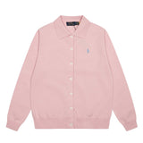 Dopamine macaron color autumn/winter rl small malafit polo collar knit cardigan women's couple's wool sweater