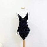 Women Dresses V-neck Brace Lace Skirt Skirt