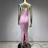 Women Dresses Bandage Long Dress Pink Elegant Party Dress Skirt (Ont0408)