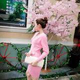 Women Maxi Dress Autumn Winter Sexy Long Sleeve V-neck Knitted Sheath Dress