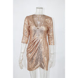 Women Evening Gown Sexy Women Clothing Mini V-neck Sequins Dress