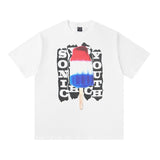 saint m t shirts s.m ice cream letter graphic crew neck pullover short sleeve top