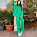 Ladies Leisure Knitwear Polo Collar Sweater Suit Casual Knitted Two-Piece