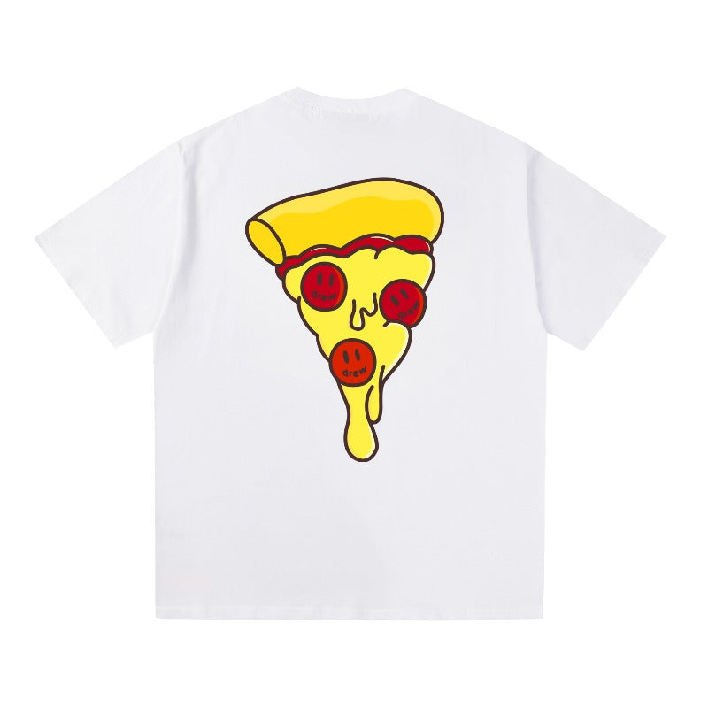 Drew house t shirt d@ew pizza pattern round neck pullover short sleeves