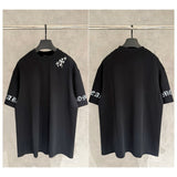 Ch hip-hop t shirts ch short-sleeved sanskrit letter printing cross embroidery loosecasualpure cotton american heavy weight