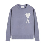 Ami araunrif round neck knitting shirt fall and winter couple long sleeves heart jacquard tops pullover woolen jacket