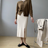 Women Knitted Skirt Slit Knitted Skirt