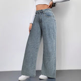 Women's spring/summer cross-border denim pants: pink bow embroidered, high-waisted, wide-leg, american style, with back pockets