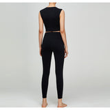 Women Yoga Set Sports Underwear Short Sleeve Running Workout Outfit