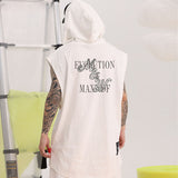 Men Vest Vintage Men's Hooded Sleeveless Sweater Sports T-shirt Vest