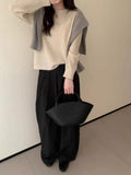Women Knitwear Autumn and Winter Hollow-out Two-Button Sweater Loose Sweater