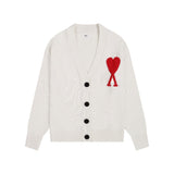 Ami arauneifknittingcardigan big heart high weight v neckfall and winter woolen coat outwear single breasted