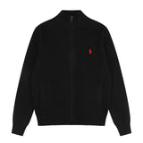 Little marafu rlknittingcouplecardiganhigh collar zipper waffle grids wool topslooseoutwearfall and winter