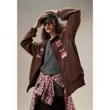 Unisex Jacket Vintage Sports Loose Stand Collar Jacket