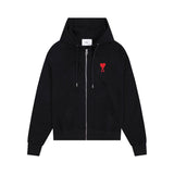 Ami aheoine hooded zipper heartembroiderloosefall and wintersweatshirtcouplepure cotton hoodie