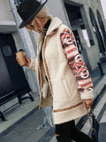 Women Trench Coat Lapel Long Stitching Zipper Plush Coat