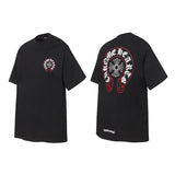 Ch hip-hop t shirts high version cht shirt heavy cross printing sanskrit american short sleeve high street couple style