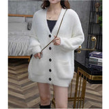 Women Knitwear Fall/Winter V-neck Sweater Coat Loose Knitted Cardigan