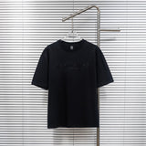Ch hip-hop t shirts ch short-sleeved full-print sanskrit horseshoe embroider hole technology short-sleeved round neck loose high street