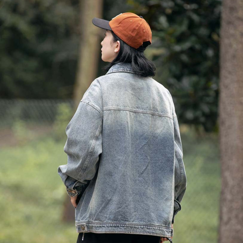 Unisex Shirts Autumn Multi-Pocket Denim Jacket