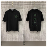 Ch hip-hop t shirts ch chro high street distressed cross sanskrit horseshoe patch embroider short-sleeved t-shirt couple