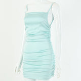 Women Dresses Sexy Suspenders Backless Sheath Dress (Bla0420)
