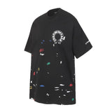 Ch hip-hop t shirts ch short-sleeved splash-ink horseshoe printing loosecasualpure cotton american heavy weight short-sleeved high street