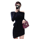 Women Maxi Dress Autumn and Winter Sheath Slim-Fit Long Sleeve Dress