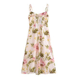 Women Dresses Summer Vintage Floral Sexy Sling Dress (Xds0414)