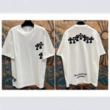 Ch hip-hop t shirts ch washed sanskrit horseshoe cross leather short-sleeved american casual loose couple high street