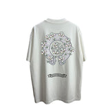 Ch hip-hop t shirts ch croo short-sleeved cross printingloosecasualpure cotton round neck high street heavy weight long sleeve t-shirt