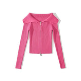Women Sweater Knitwear Sweater Female Loose Outer Wear Zipper Cardigan Knitted Coat