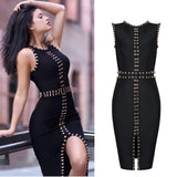 Women's Wedding Dress Tight Dress round Neck Sleeveless Slit Bandage Dress