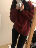 Women Knitted Pullover Loose Hooded Half Zipper Knitwear Autumn and Winter Sweater